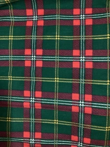 VTG Concord Fabric Heavy Canvas Flannel Green Red Yellow White Plaid 5Y x44"W - Picture 1 of 4