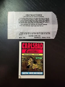 Baxter Lane Co Carlsbad Höhlen fast neuwertig Vintage Reise Gepäck Wasser Aufkleber #645 - Bild 1 von 4