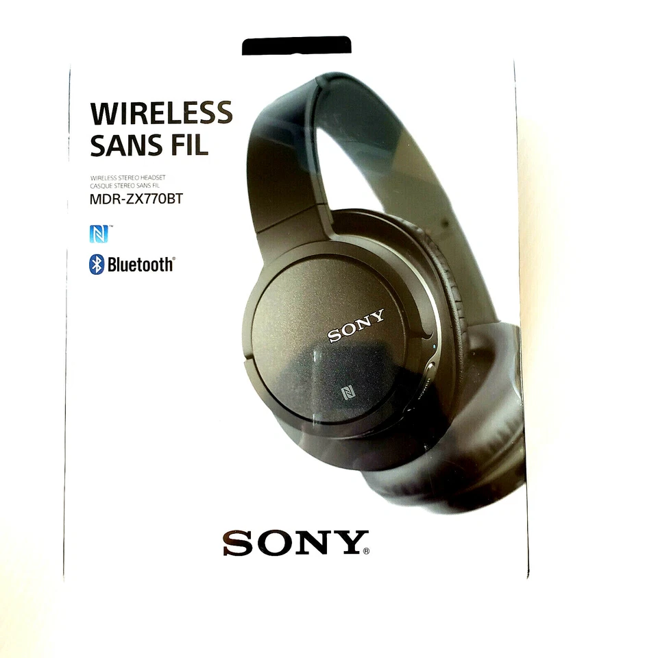 SONY Bluetooth Wireless Noise Canceling Headset MDR-ZX770BT Black NEW - Image 1 of 4