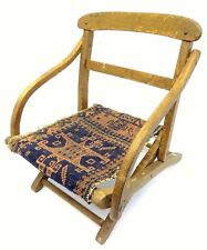 Blue & Red Oriental Prayer Rug Seat Kids Children's Chair Antique Wood Wooden 