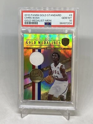 Chris Bosh Game Worn Patch USA 2010 GOLD  Medalists Olympics PSA 10 GEM MTPOP  1 - Image 1 of 4