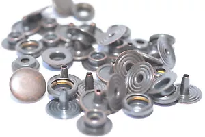 100x 4-teilig Druckknöpfe Druckknopf Ringfeder v. Stocko DUR4, Ø13 mm, Altkupfer - Picture 1 of 6