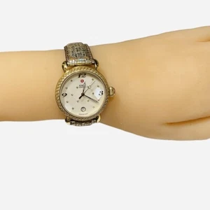Michele CSX Diamond Quilted Mosaic Watch 114 Diamonds Leather Glitter Band Works - Picture 1 of 12