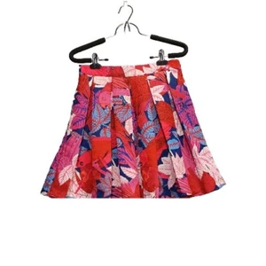 Womens Modcloth Small Tropical Floral Bird Print Pleated Umbrella Skirt - Picture 1 of 7