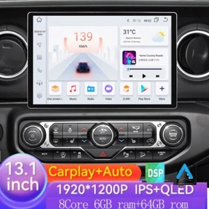 13.1" For 2018-2023 Jeep Wrangler JL Carplay Android QLED Car Stereo Radio GPS - Picture 1 of 22