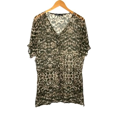 Gypsy 05 Arena Mujer Seda Estampado Animal Transparente Natación Encubrimiento XS Marrón Manga Corta Foto 1 de 4