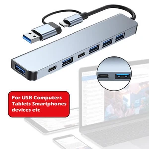 7-Port USB Hub 2 IN 1 Interfaccia USB + Type C USB3.0 per Laptop MacBook H7 - Afbeelding 1 van 11