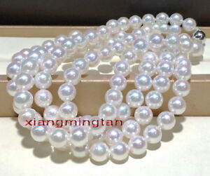 long round AAAAA 36"10-11mm REAL south sea white akoya pearl necklace 14K gold