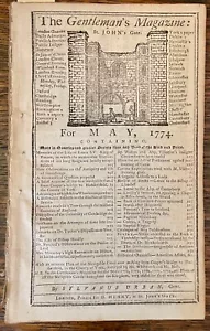 1774 GENTLEMAN'S MAGAZINE May AMERICA MONEY THOMAS HUTCHINSON LEAD POISONING - Picture 1 of 9