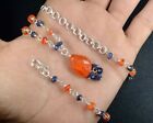 925 Sterling Silver Necklace Carnelian Gemstones Natural Bead Vermiel 21&quot; N-0731