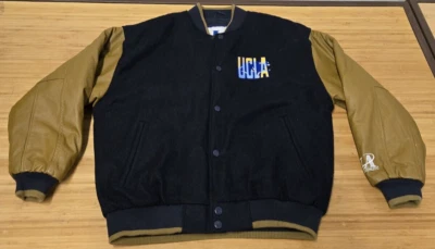 Vintage UCLA Bruins Logo Athletic Varsity Bomber Jacket Wool Leather Sleeves Lg - Image 1 of 4