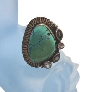 Turquoise, Topaz, And Amethyst  Sterling Silver Ring Sz 8