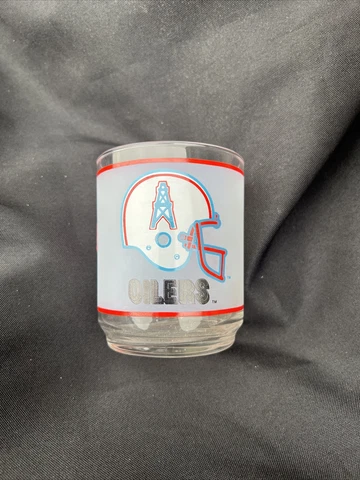 RARE Houston Oilers NFL Mobil Oil  Drinking or Rocks Glass Vintage Football 12oz Cover