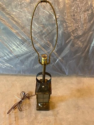 Antiguo Tell City Chair Co. de colección Lámpara náutica linterna enjaulada de latón desgastado Foto 1 de 3