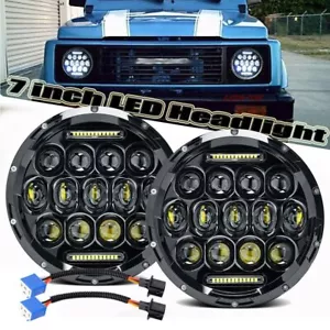 Par de faros redondos LED DRL sellados haz alto/bajo para Suzuki Samurai SJ410 7 pulgadas - Imagen 1 de 7
