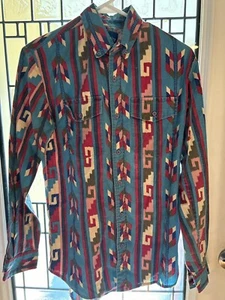 Vintage Wrangler Western Shirt Youth Boys XL 18 Aztec Southwest Rodeo Cowboy - Picture 1 of 4