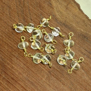 Cuentas lisas de cuarzo limón Rondelle Vermeil Briolette piedras preciosas sueltas naturales - Imagen 1 de 2