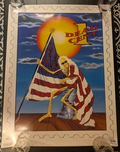 Grateful Dead Poster 1 Dead Cent 22x28 Skeleton Stamp 1991 NOS Funky - Picture 1 of 3