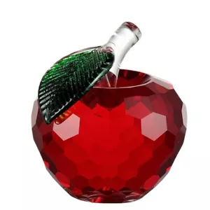 3D Crystal Paperweights Red Glaze Apple Figurine Glass Wedding Decor Gifts 40mm - Picture 1 of 4