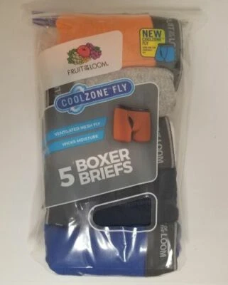 Fruit Of The Loom 拳击内裤 Cool-Zone 男孩 5 件装各种尺寸 S - XL 全新 — 第 1/2 张图片