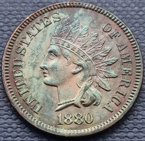 1880 Indian Head Cent 1c PROOF TONED #49529 - Picture 1 of 2