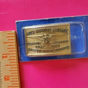 American Bowling Congress MOST IMPROVED AVERAGE Award Belt Buckle 1962-1963. - Picture 1 of 2