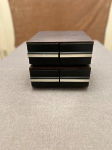 Vintage Faux Wooden 2 Drawer Cassette Tape Storage Cabinet Cases Set Of 2 - Picture 1 of 10