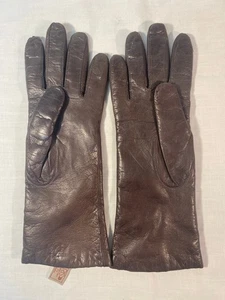 ARIS Soft Leather Gloves Women's Brown Cashmere Insulated - Size 7.5 - Picture 1 of 2