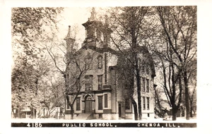 IL CHENOA Illinois ÖFFENTLICHE SCHULE ECHTFOTO POSTKARTE RPPC - Bild 1 von 2