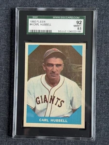 Tarjeta de béisbol Fleer 1960 #4 Carl Hubbell New York Giants SGC 8,5 casi nueva+ - Imagen 1 de 2