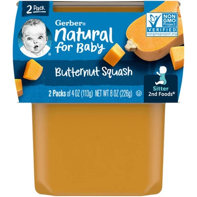 Natural for Baby, 2nd Foods®, Butternut Squash, 2 Pack, 4 oz (113 g) Each - Image 1 of 3
