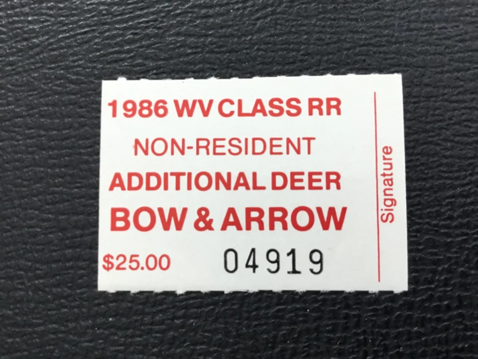 ICOLLECTZONE  US West Virginia 1986 Non-resident Bow Hunting Stamp VF NH - Image 1 of 1