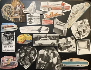 Lot of 20 1950s Fussy Cut Images Cars Radio People For Junk Journals Collage - Picture 1 of 5