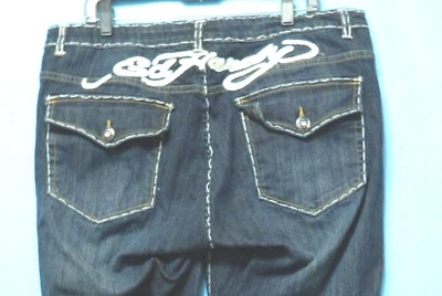 Ed Hardy by Christian Audigier Women Jeans Bootcut Wide Stitch Dark Blue Size 20 - Image 1 of 4