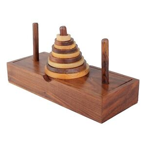 Wooden Tower of Hanoi Puzzle Game Brain Teaser Educational Game with for kids