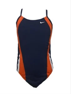 NIKE Girl's Blue Thin Straps Round Neck One Piece Swimsuit #NESS7050 28 NWT - Picture 1 of 1