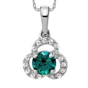 10K Solid White Gold Lab Alexandrite Diamond Necklace - Picture 1 of 12