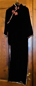 PALACE vintage anni '90 velluto nero maxi sera inverno etnico Suzie Wong - Imagen 1 de 7