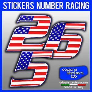 Adesivo Numero Moto Auto Racing USA Flag 5 cm - Bild 1 von 12
