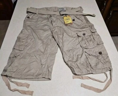 Pantalones Cortos Para Hombre PJ MARK Caqui Tostado Con Cinturón Talla 42 Nuevos 14" Entrepierna Nuevos con Etiquetas Y2K Foto 1 de 4