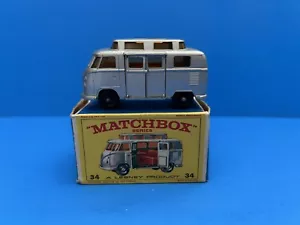 MATCHBOX SERIES-VOLKSWAGEN CAMPER 34-Lesney-England-Original Box-1960s-Vintage - Picture 1 of 8