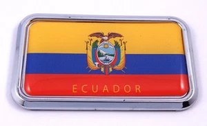 Ecuador Flag rectanguglar Chrome Emblem Car Decal Sticker 3" x 1.75" - Imagen 1 de 2