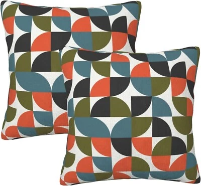 Mid Century Pillow Covers 18X18 Set of 2 Art Deco Geometric Abstract - Image 1 of 4