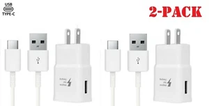 2x Fast Charge USB Wall Charger + Type-C Cable For Samsung Galaxy A20 A30 A50 - Picture 1 of 3