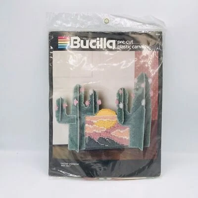 Batente de porta Bucilla pré-cortado lona plástico cacto 10x11 polegadas novo lacrado vintage - Imagem 1 de 3