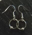 Silver Crystal Bead On Hoops Hook Earrings Unisex Fashion Party Gift Holiday 