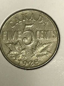 1928 Canada George VI 5 cents nickel circulated