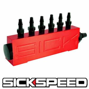VACUUM INTAKE 6 PORT FUEL MANIFOLD GAS WASTEGATE BOOST PERFORMANCE RED P1 - Picture 1 of 1