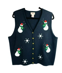 CRYSTAL-KOBE WOMEN'S Snowman CHRISTMAS SWEATER VEST  SIZE 1X - Picture 1 of 6
