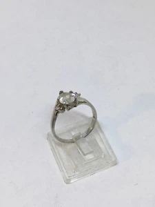 Sterling Silver Size 6 Clear Stone Ring 2 Grams (1-8) - Picture 1 of 3